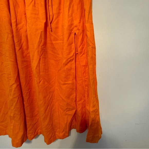Abercrombie & Fitch linen cotton blend midi skirt with slit XL orange NWT - Picture 8 of 8